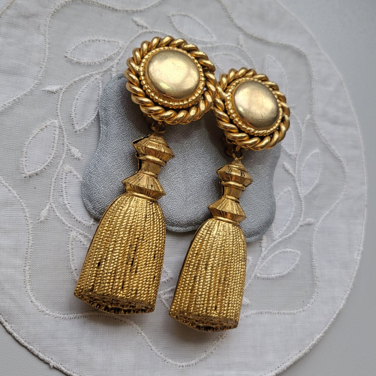 Clip on - Butler and Wilson Gold Statement Tassel Clip on Earrings