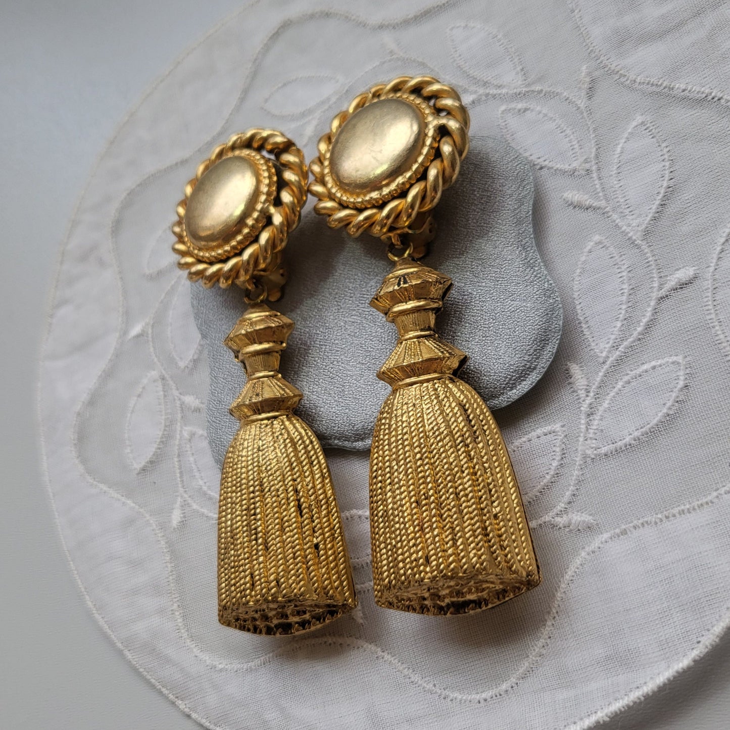 Clip on - Butler and Wilson Gold Statement Tassel Clip on Earrings