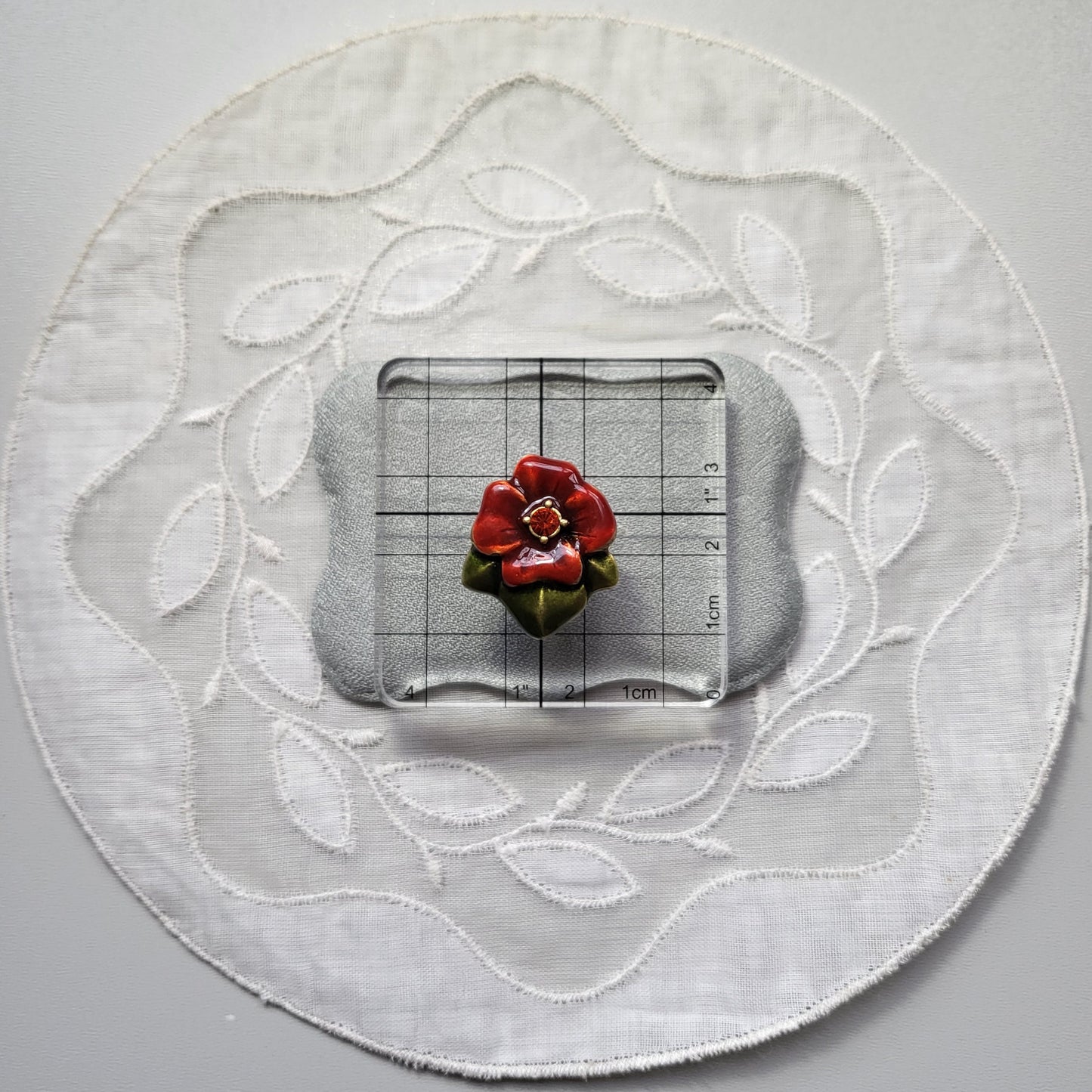 Clip on - Chico&#39;s Red and Green Enamel Flower Clip On Earrings