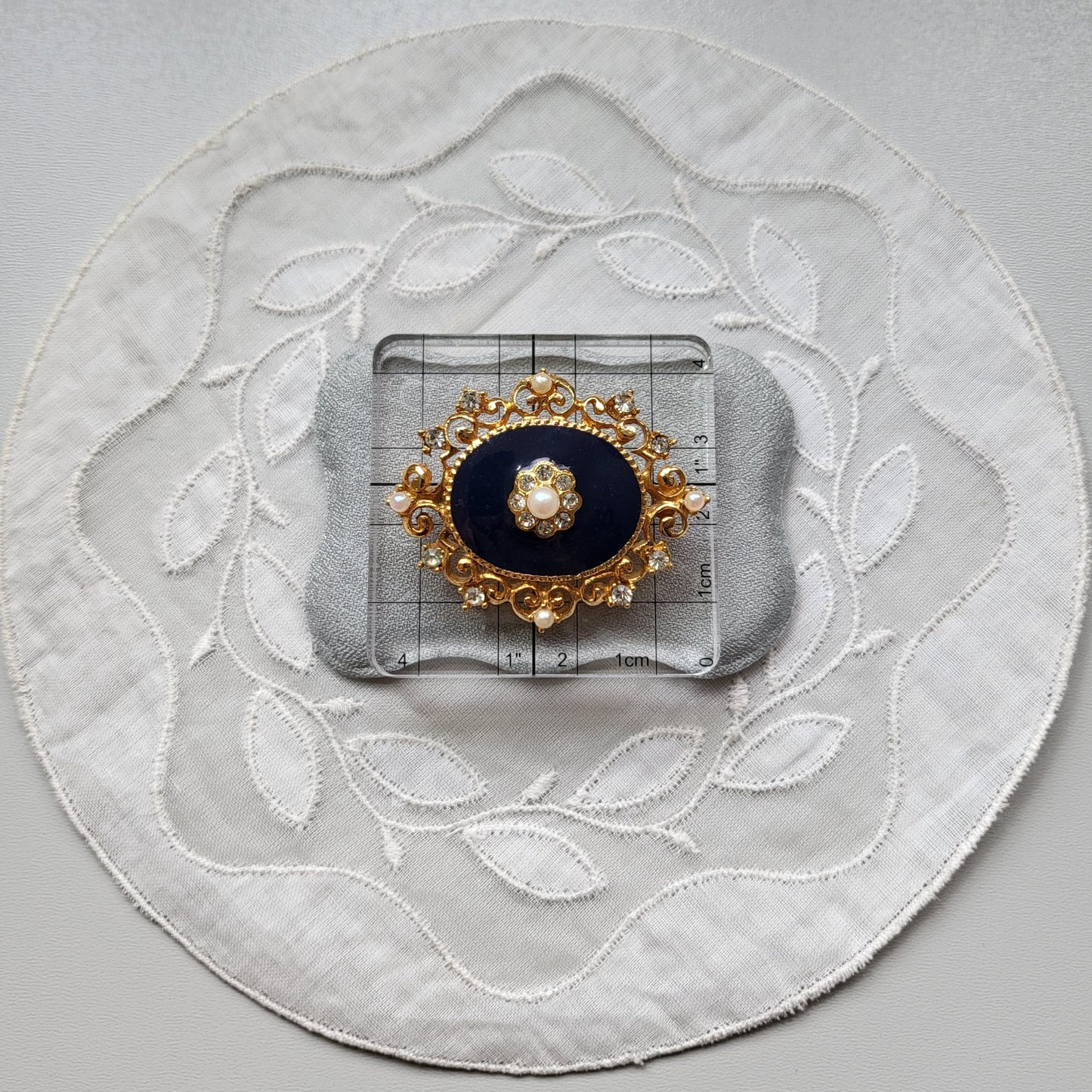 Brooch - Victorian Style Blue Enamel Brooch