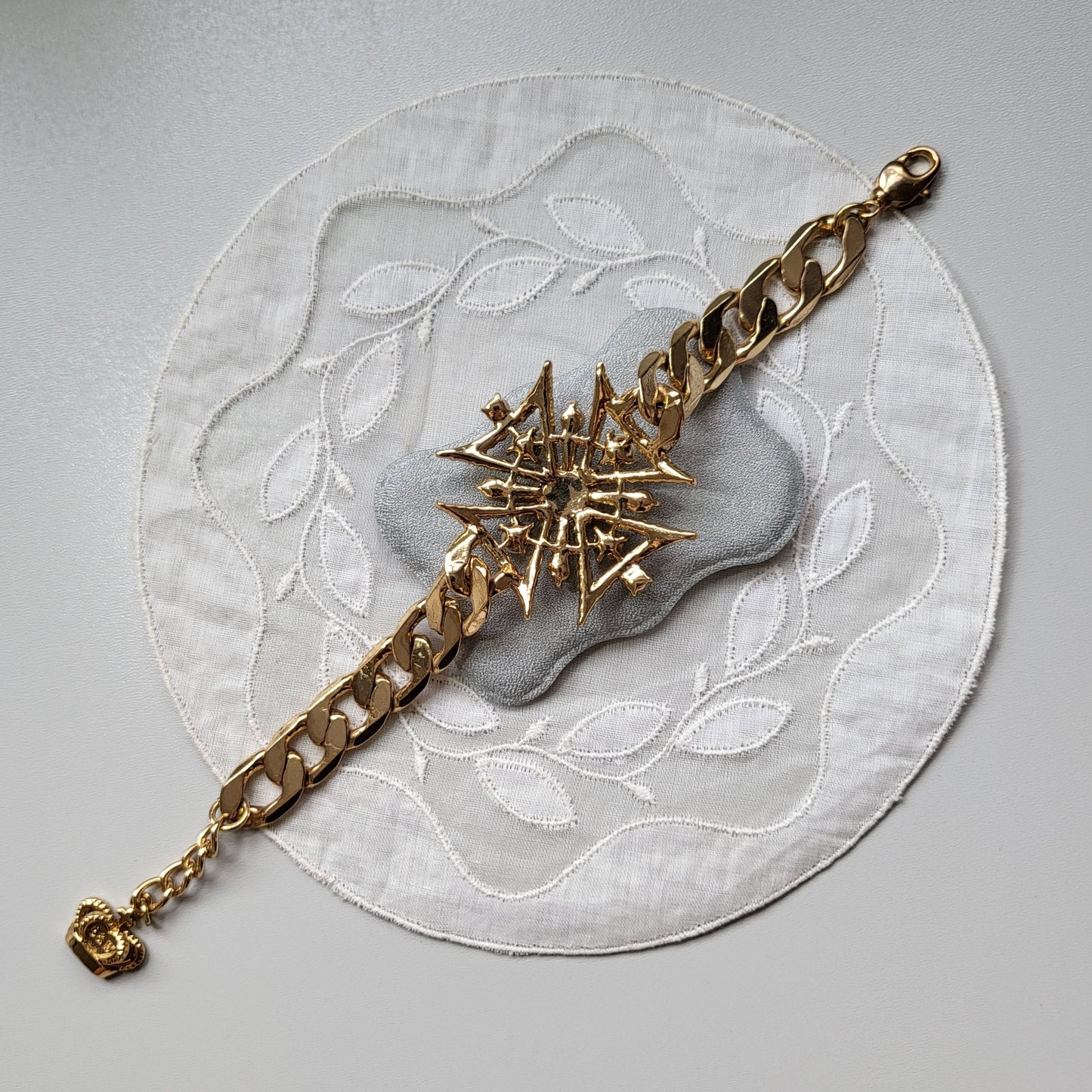 Bracelet - Butler and Wilson Pearl and Crystal Maltese Cross Chain Bracelet