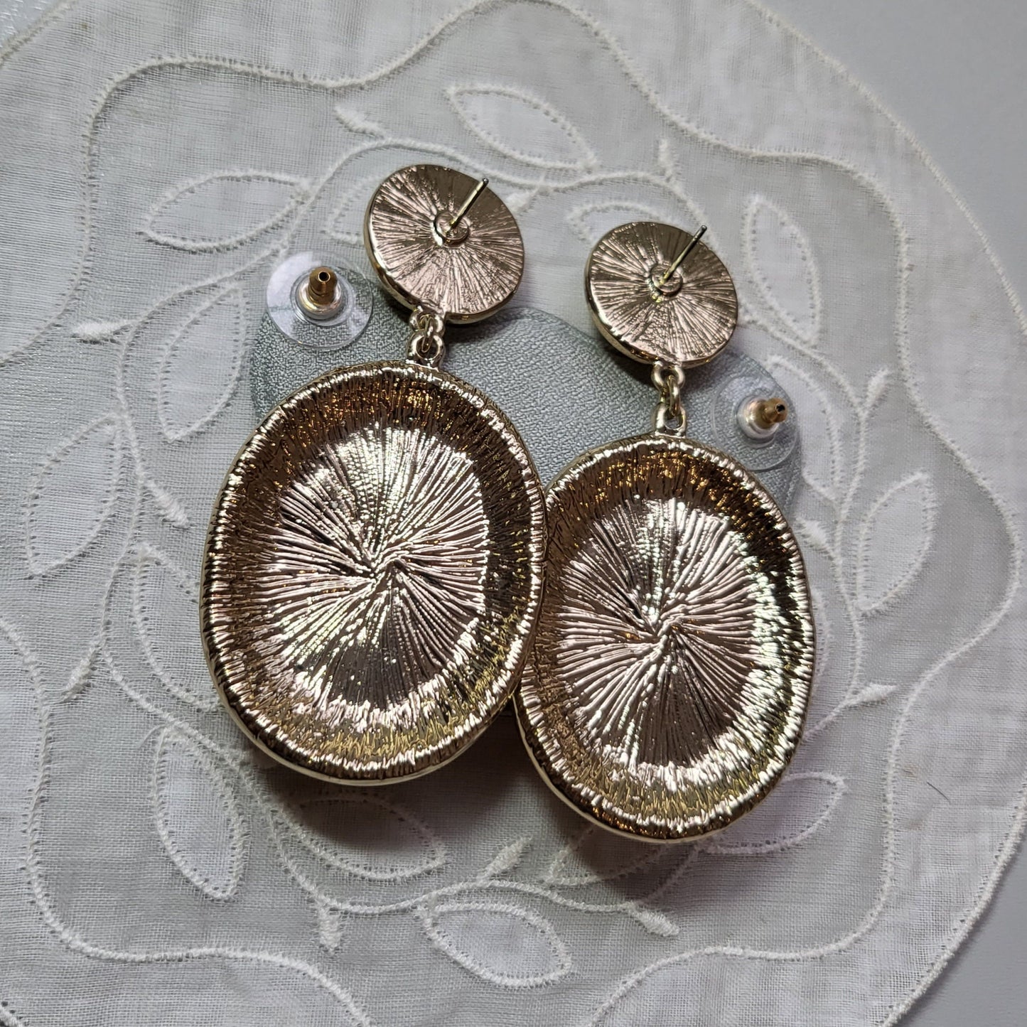 Posts - Statement Pearl and Orange Cabochon Drop Earrings