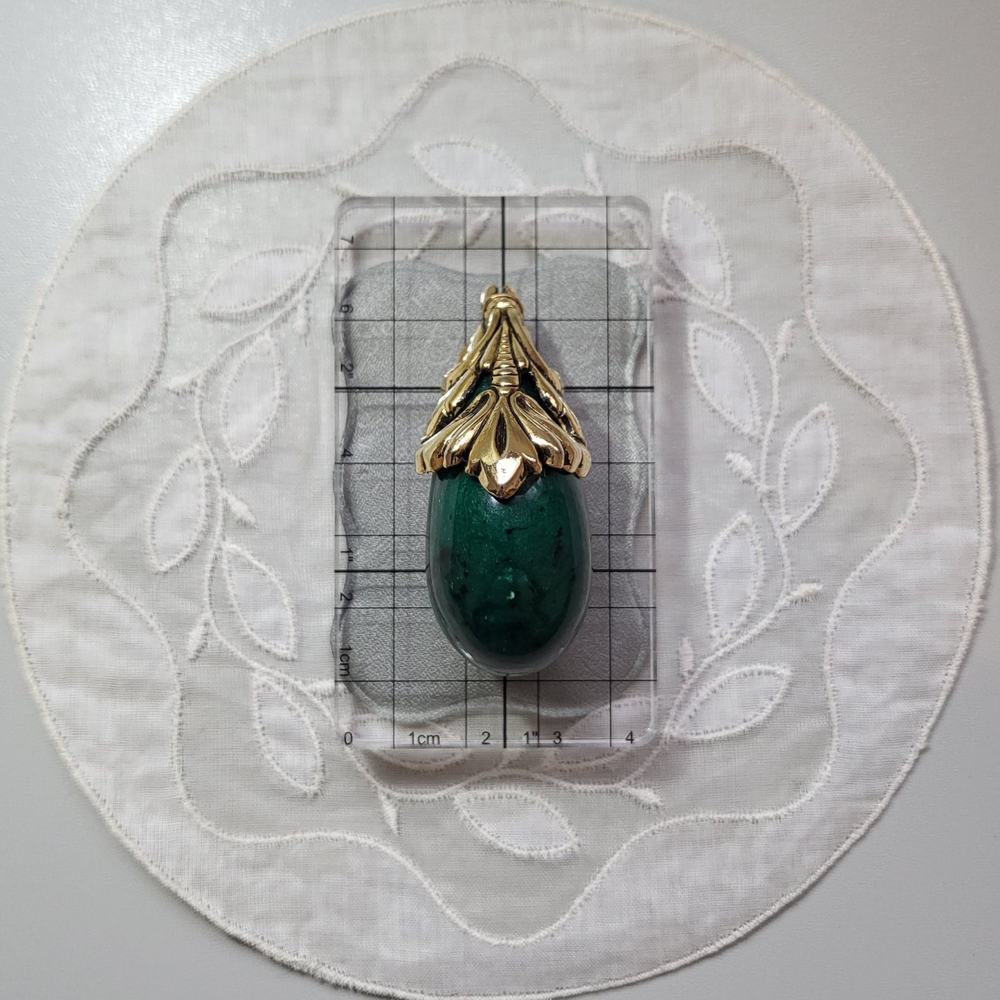 Clip on - Chunky Green Acrylic Ornate Top Clip On Earrings