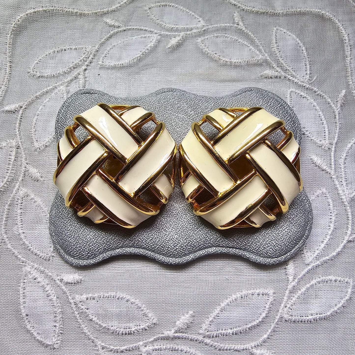 Clip on - Keyes White Enamel Clip on Earrings