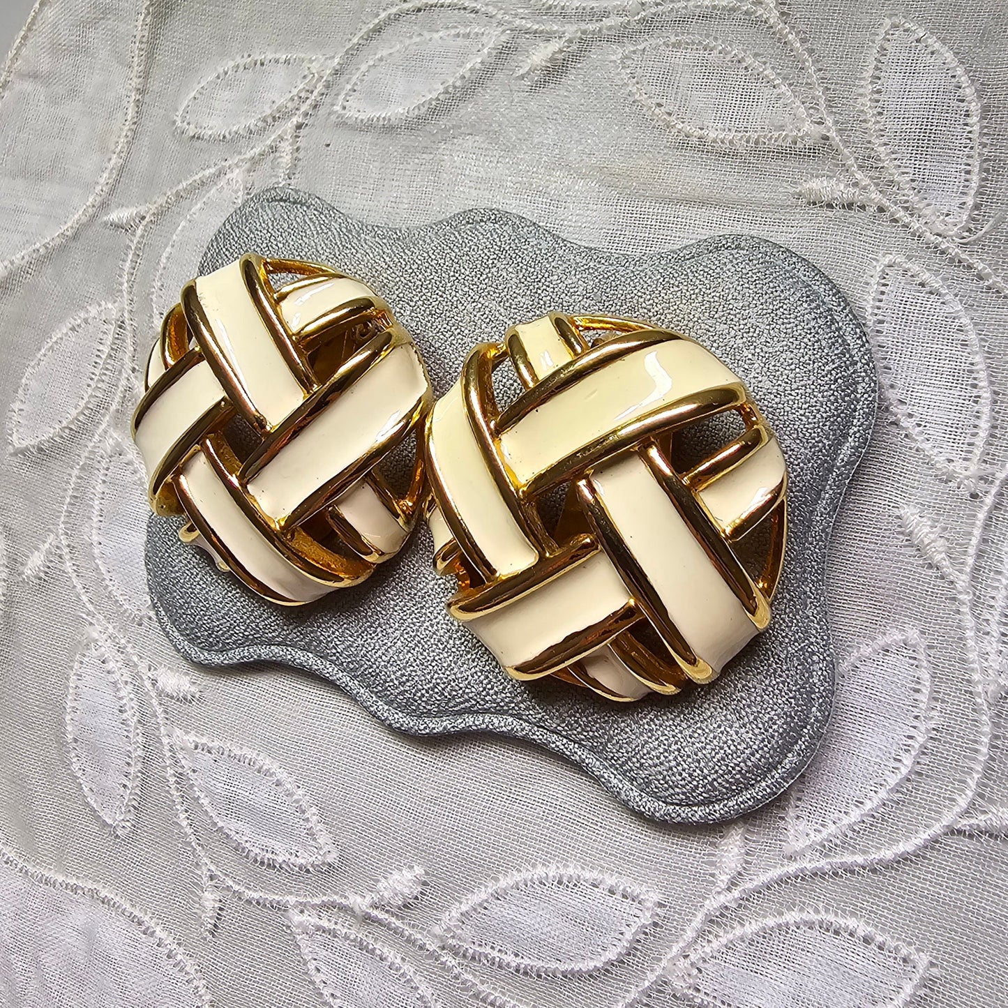 Clip on - Keyes White Enamel Clip on Earrings