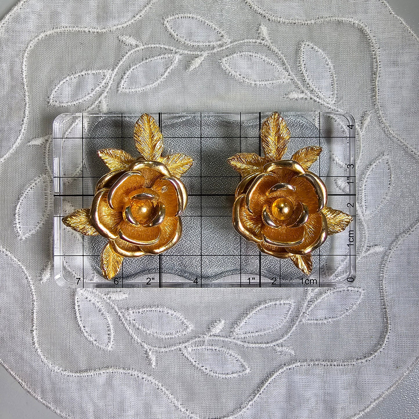 Clip on - Sarah Coventry Gold Rose Clip On Earrings