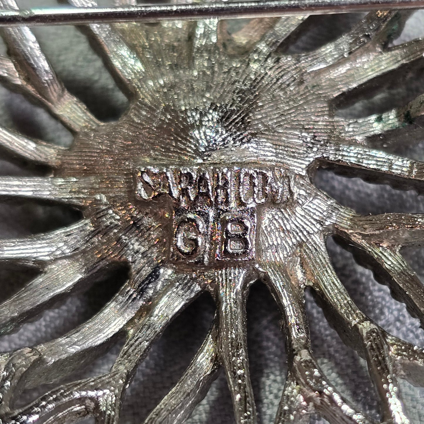 Brooch - Sarah Coventry Cornflower Blue Cabochon Flower Brooch