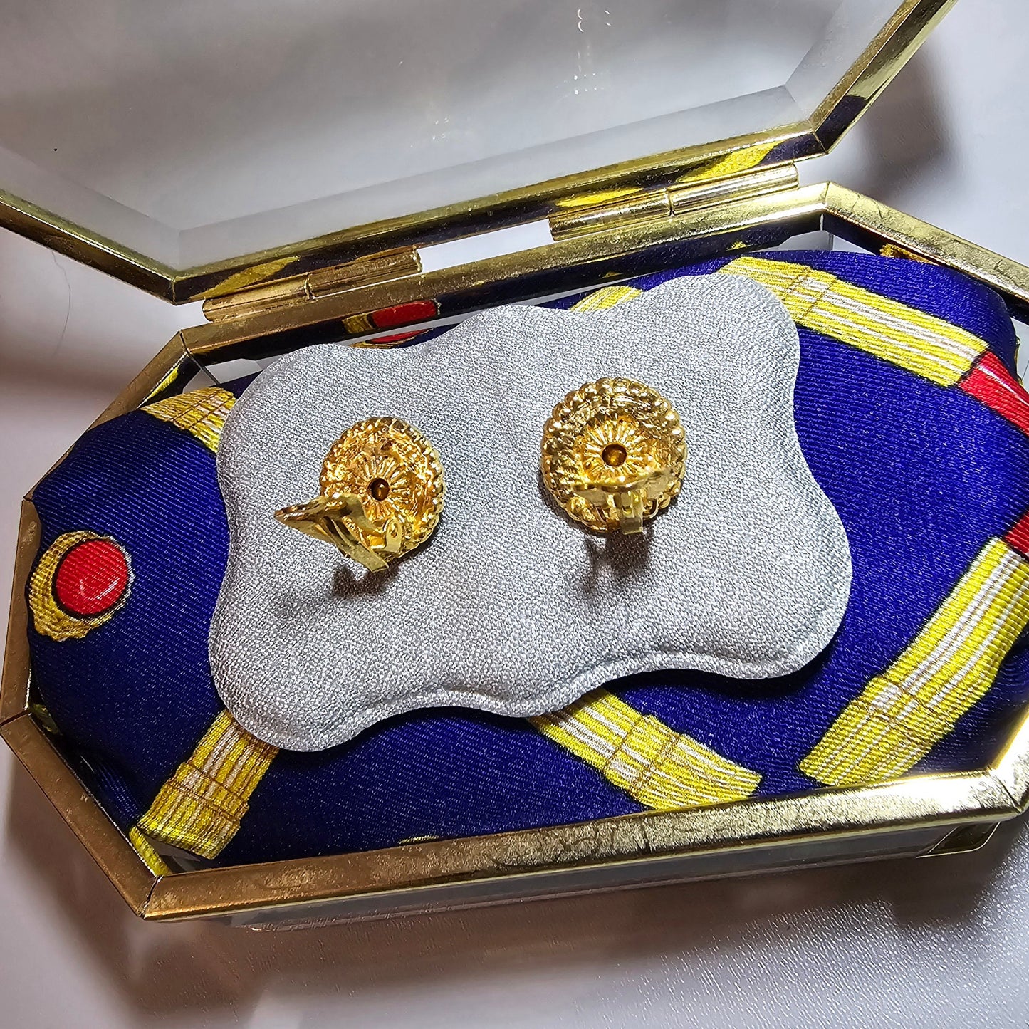 Clip on - Round Yellow Crystal Seed Pearl Clip On Earrings