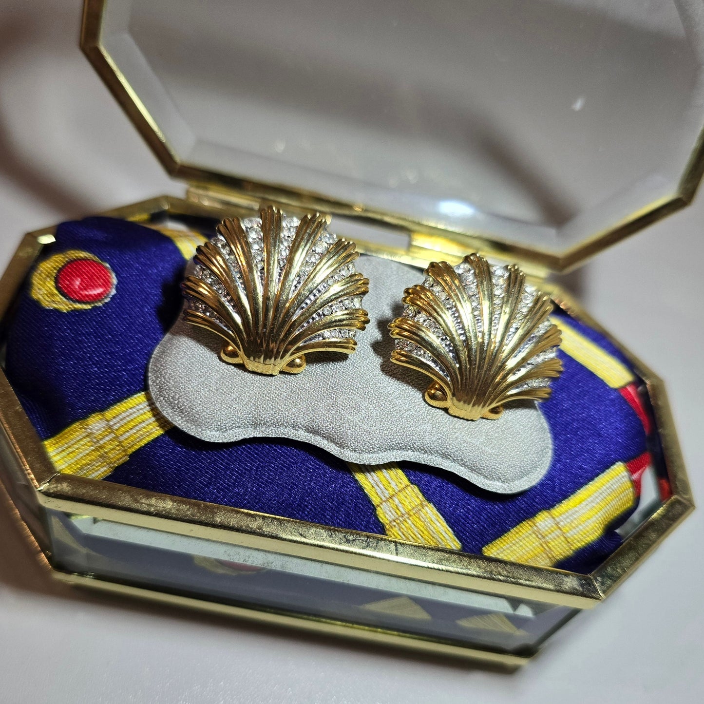 Posts - Gold Crystal Shell Stud Earrings