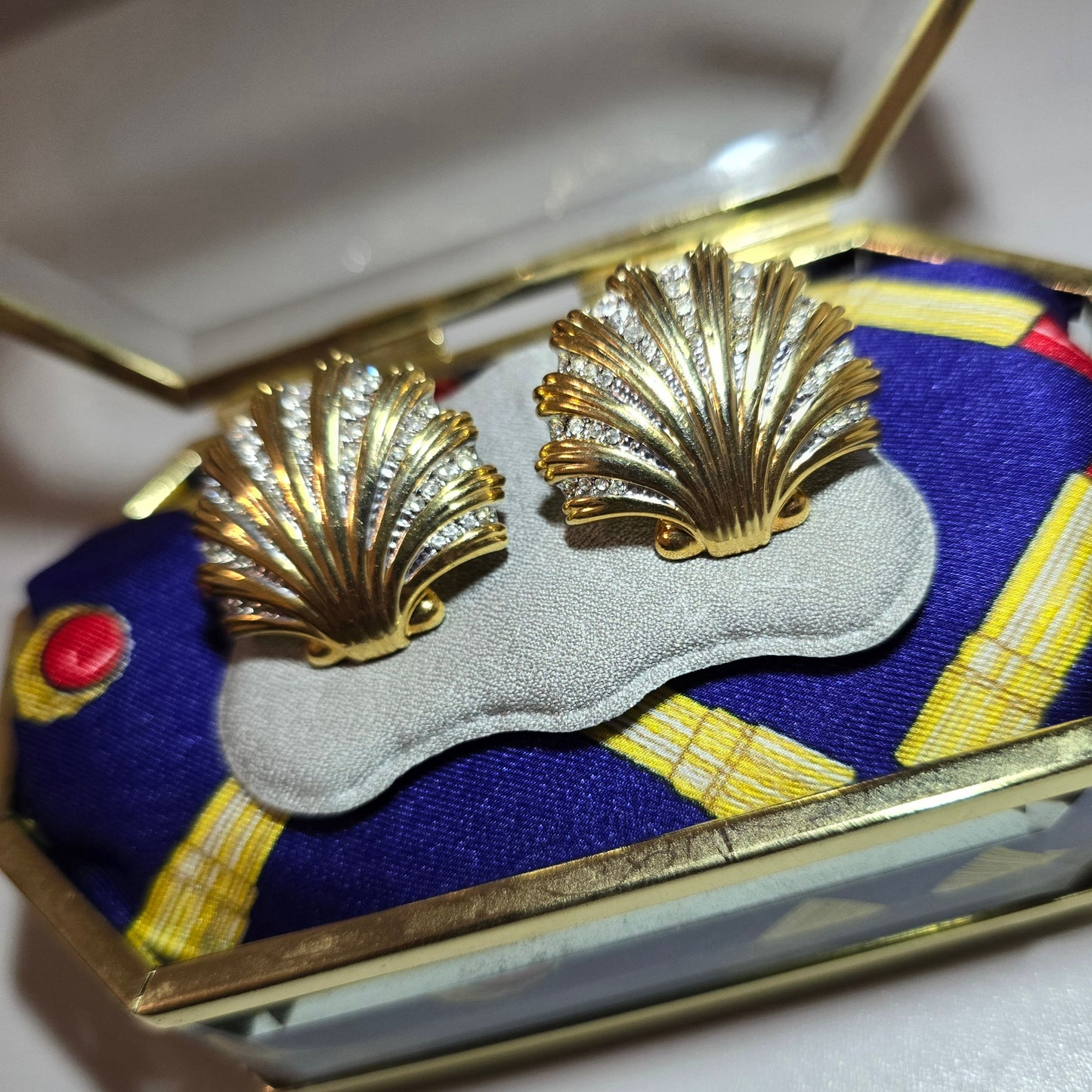 Posts - Gold Crystal Shell Stud Earrings