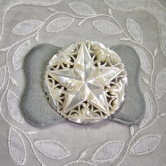 Brooch - Carved Mother of Pearl Star Brooch
