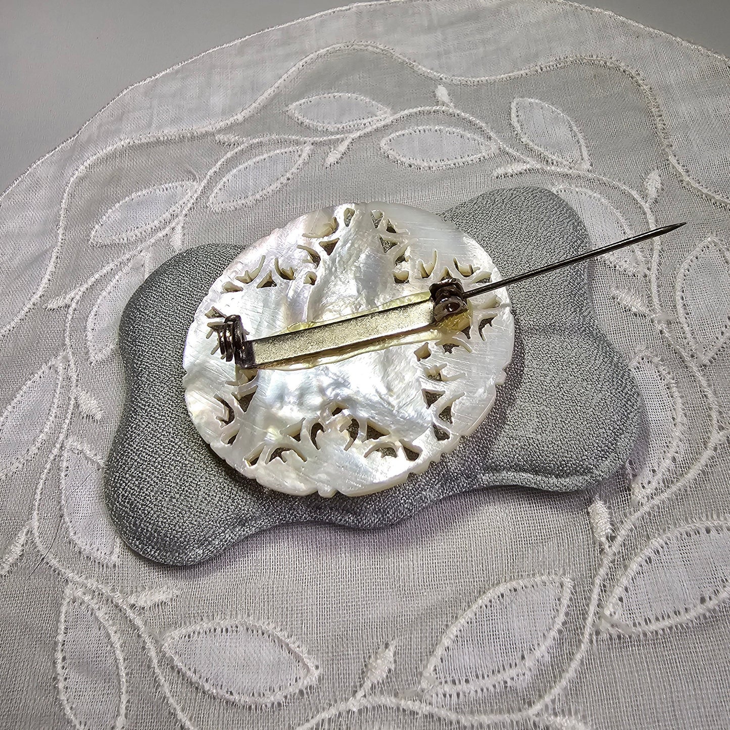 Brooch - Carved Mother of Pearl Star Brooch
