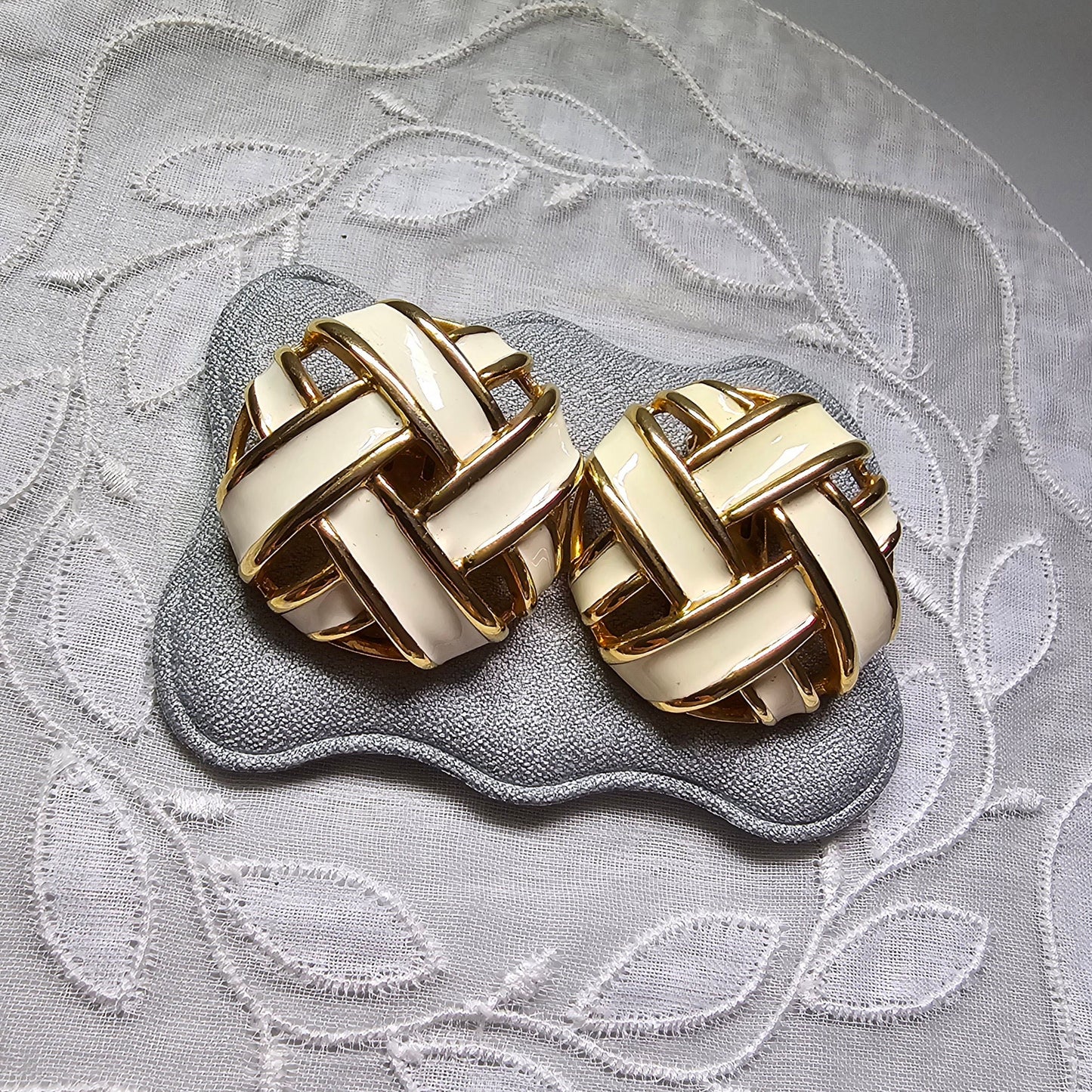 Clip on - Keyes White Enamel Clip on Earrings