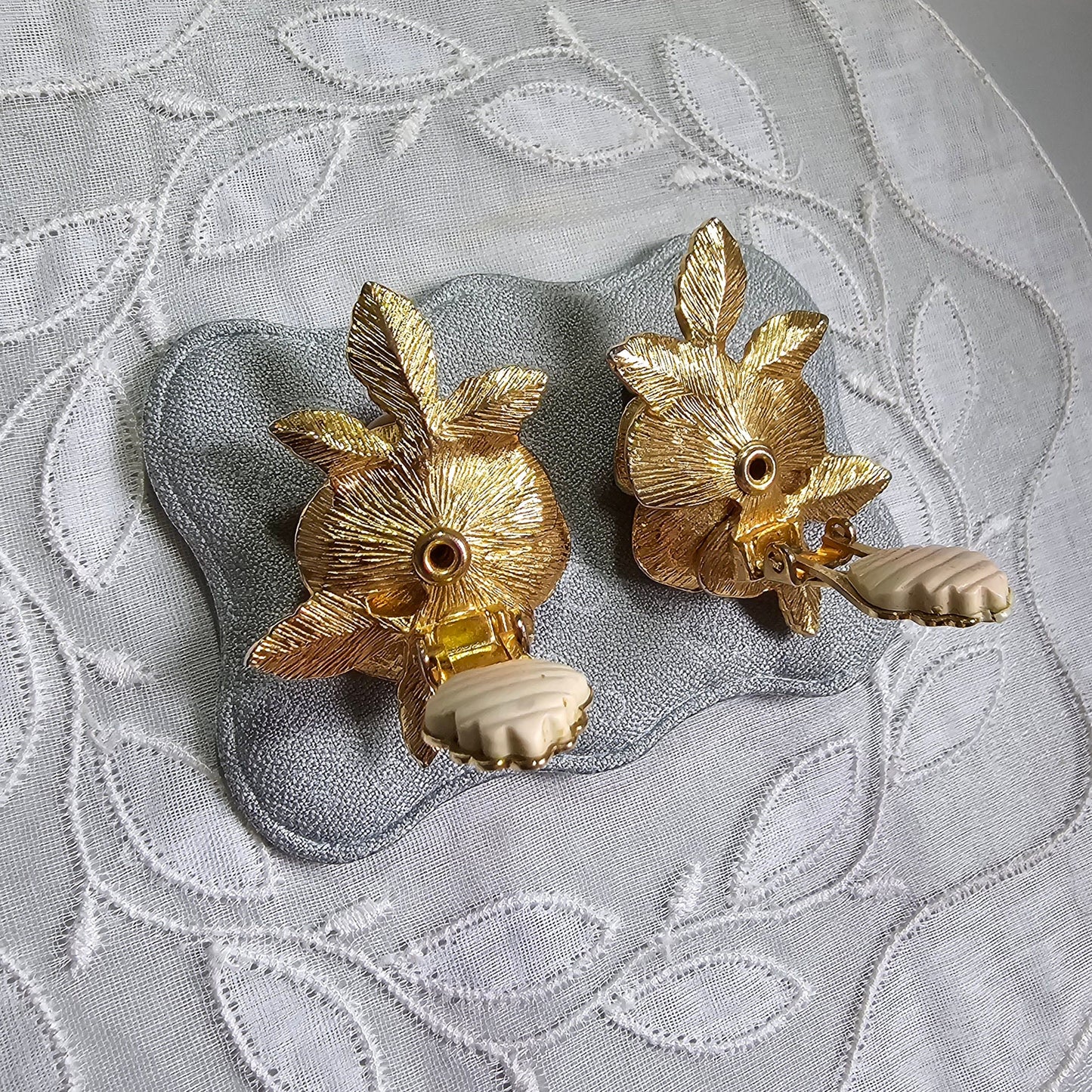 Clip on - Sarah Coventry Gold Rose Clip On Earrings