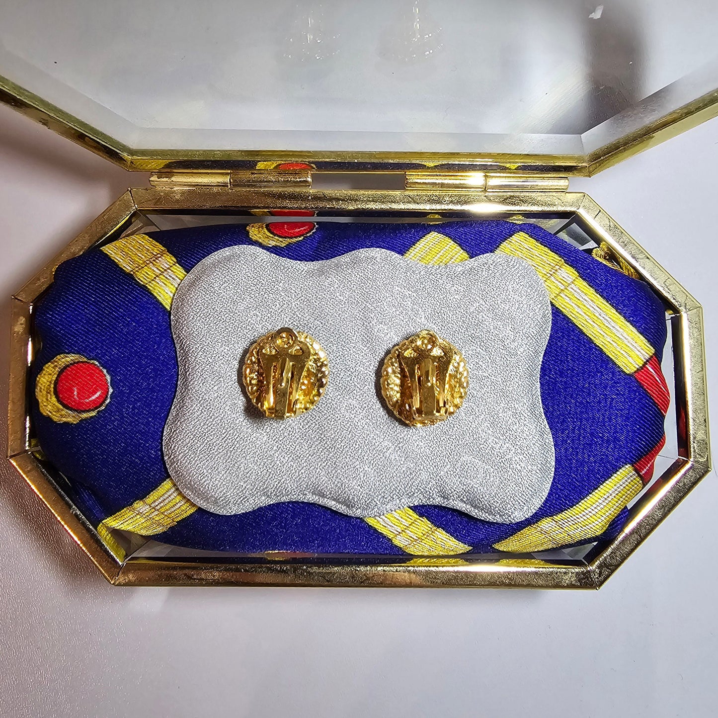 Clip on - Round Yellow Crystal Seed Pearl Clip On Earrings