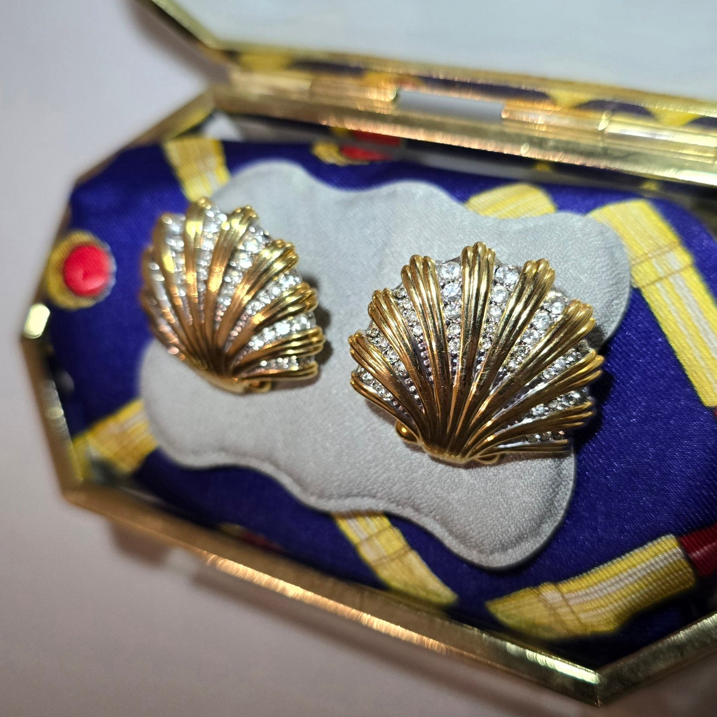 Posts - Gold Crystal Shell Stud Earrings