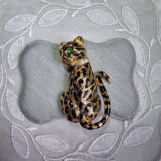 Brooch - D&#39;Orlan Green Eyed Leopard Brooch