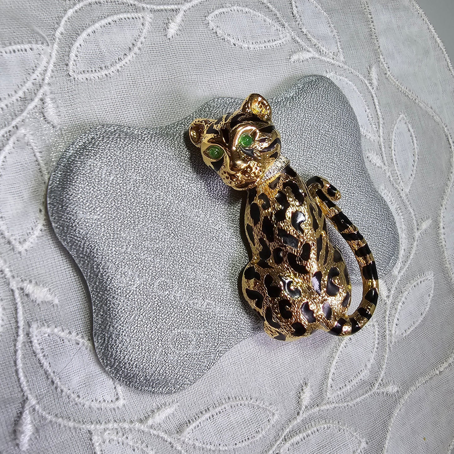 Brooch - D&#39;Orlan Green Eyed Leopard Brooch