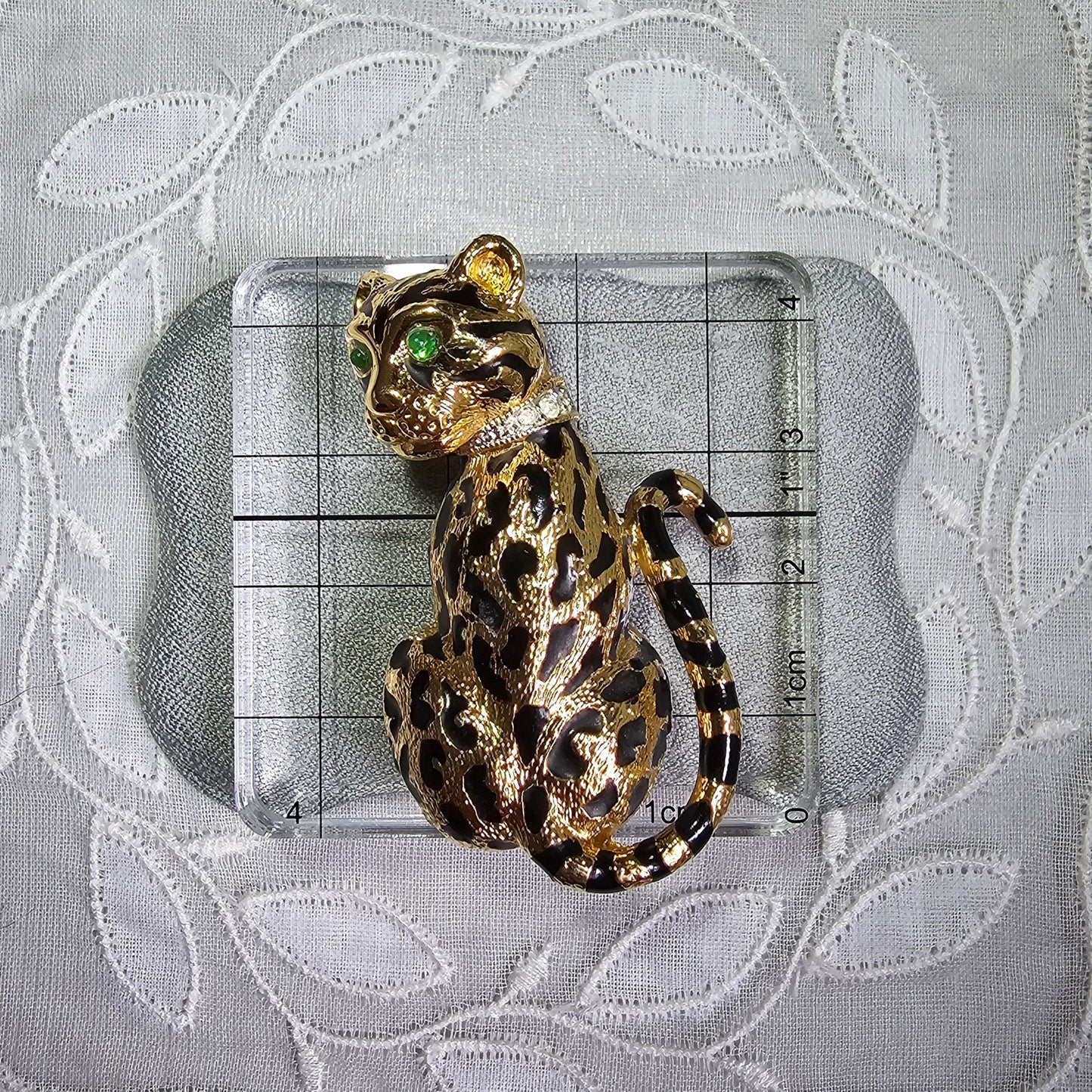 Brooch - D&#39;Orlan Green Eyed Leopard Brooch