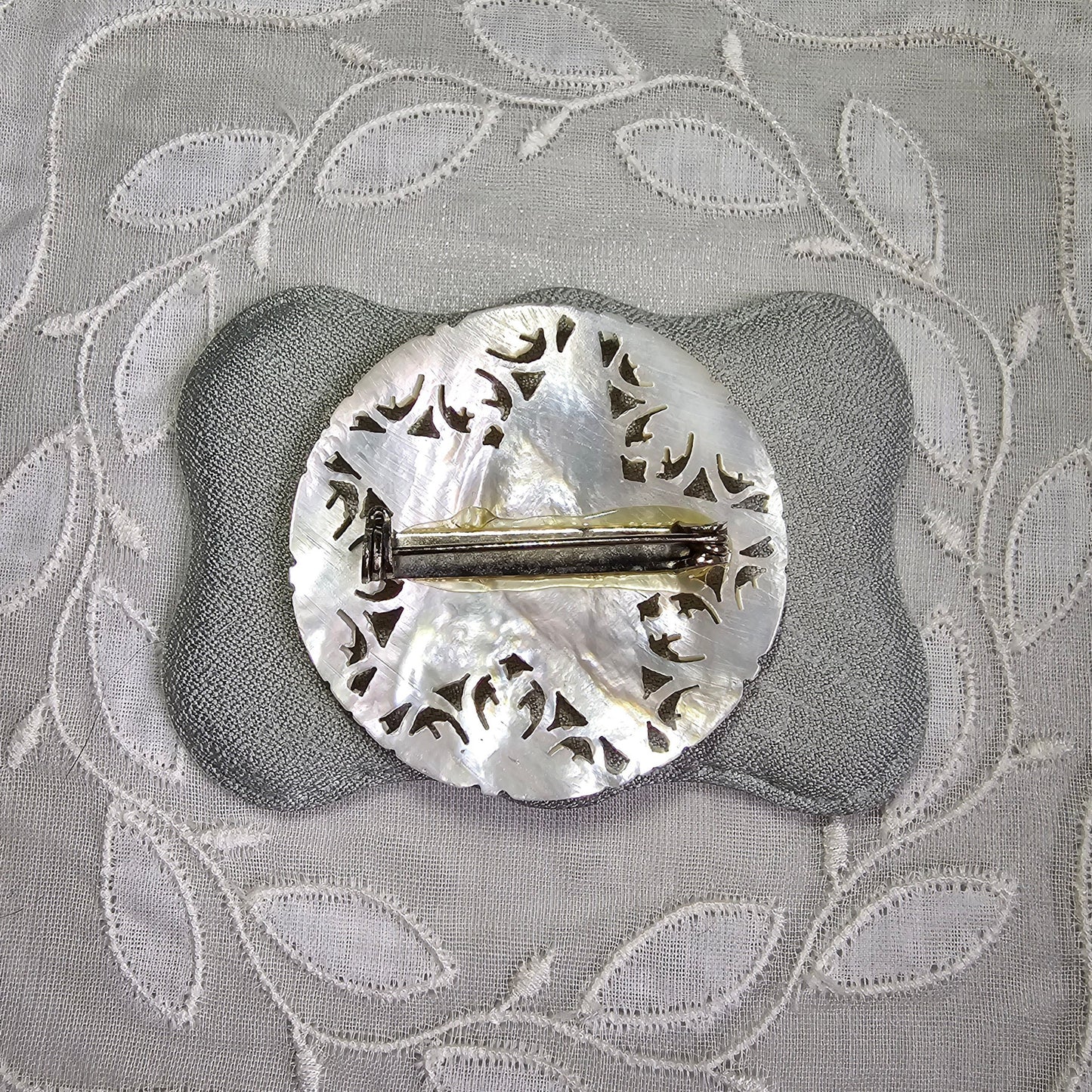 Brooch - Carved Mother of Pearl Star Brooch