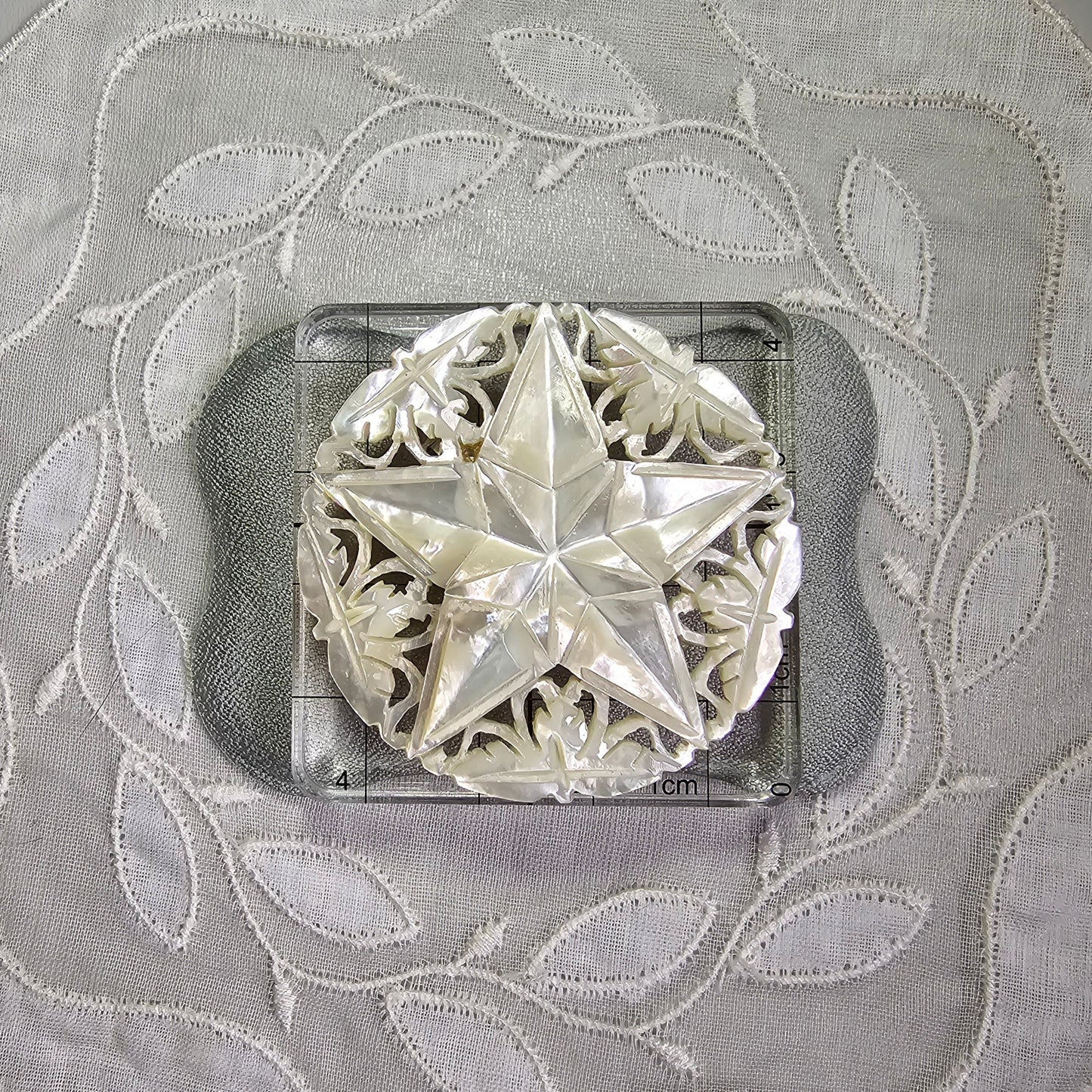 Brooch - Carved Mother of Pearl Star Brooch