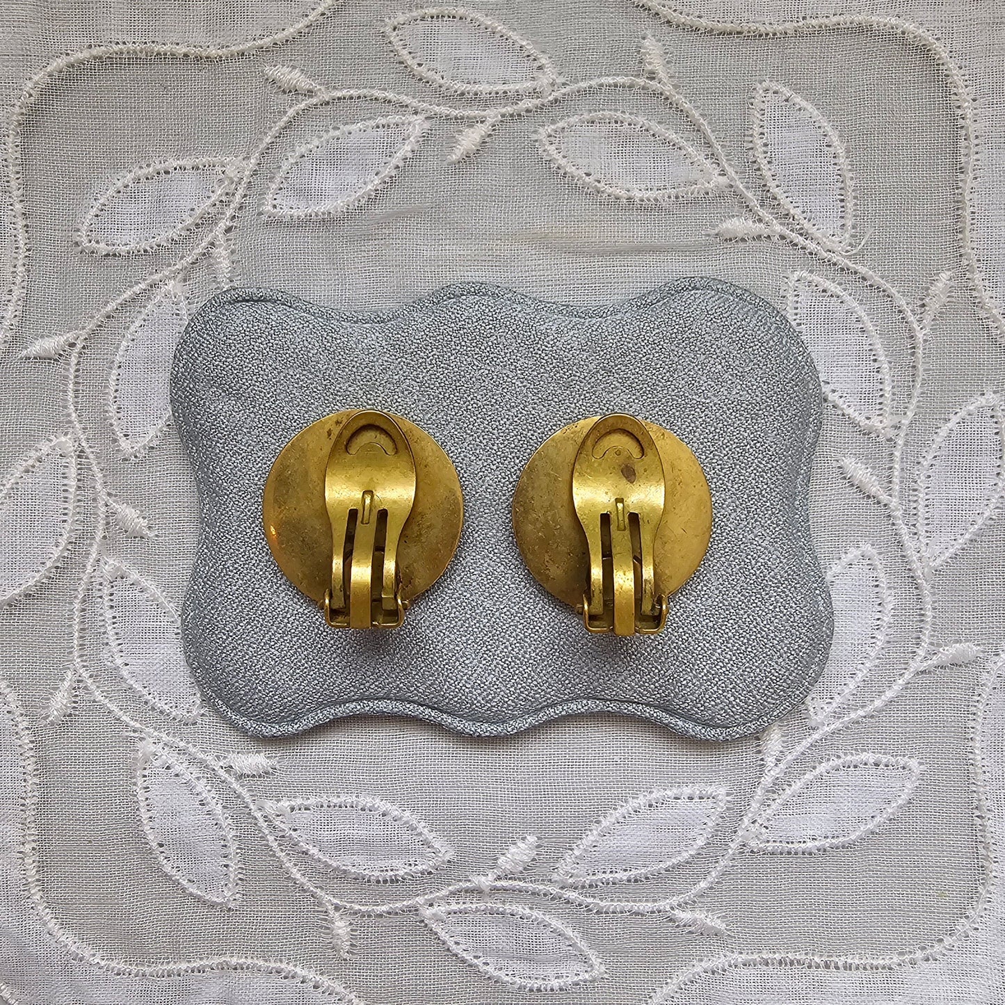 Clip on - Blue and Brown Enamel Clip on Earrings