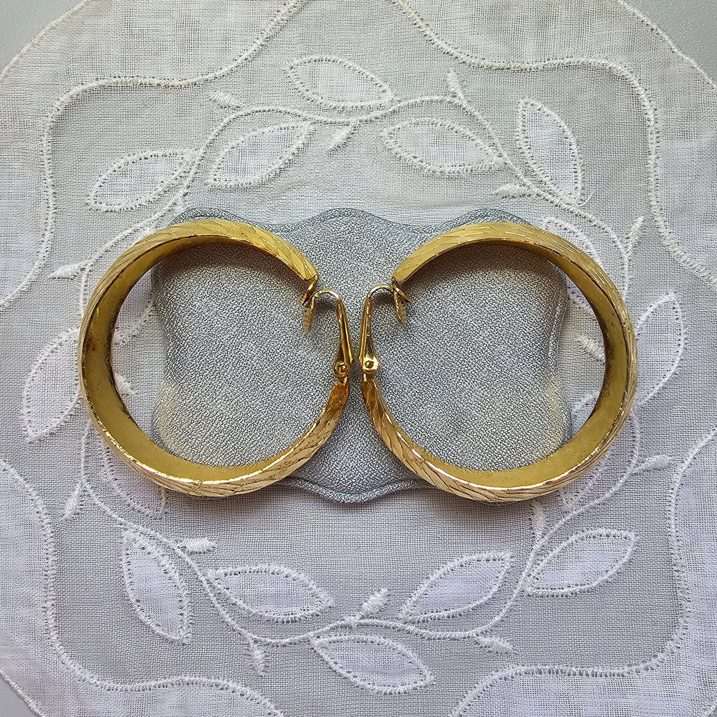 Clip on - Textured Gold Hoop Clip on Earrings