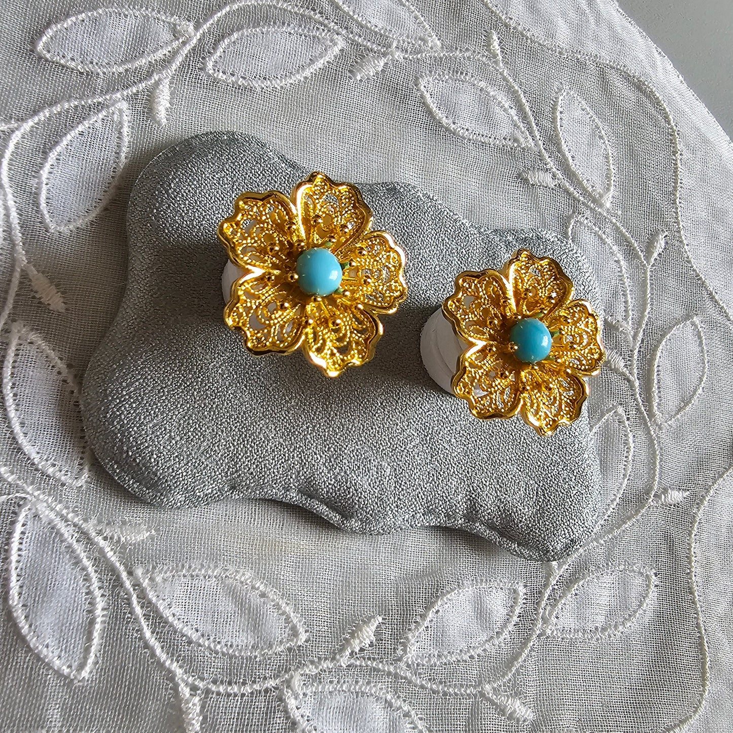 Posts - Filigree Turquoise Flower Stud Earrings
