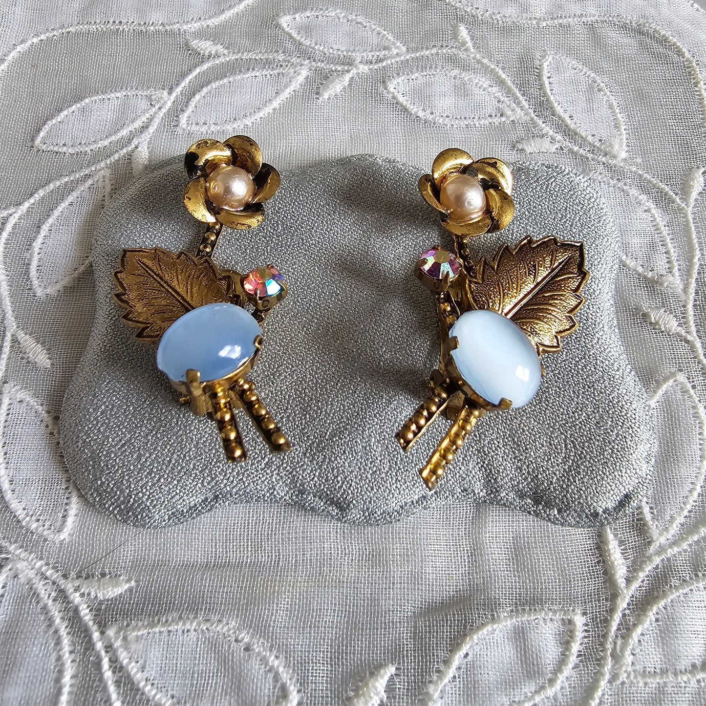 Clip on - Austrian Glass Flower Clip on Earrings