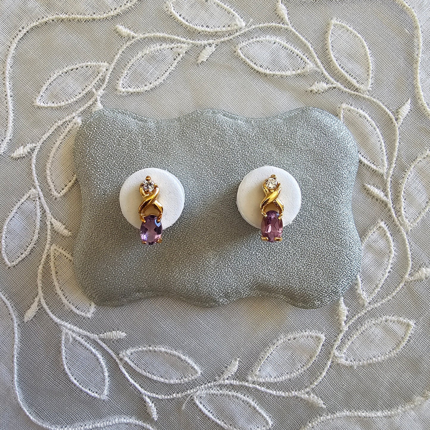 Posts - Twist Purple and Clear Crystal Stud Earrings