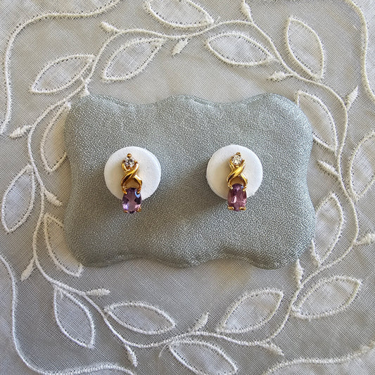 Posts - Twist Purple and Clear Crystal Stud Earrings