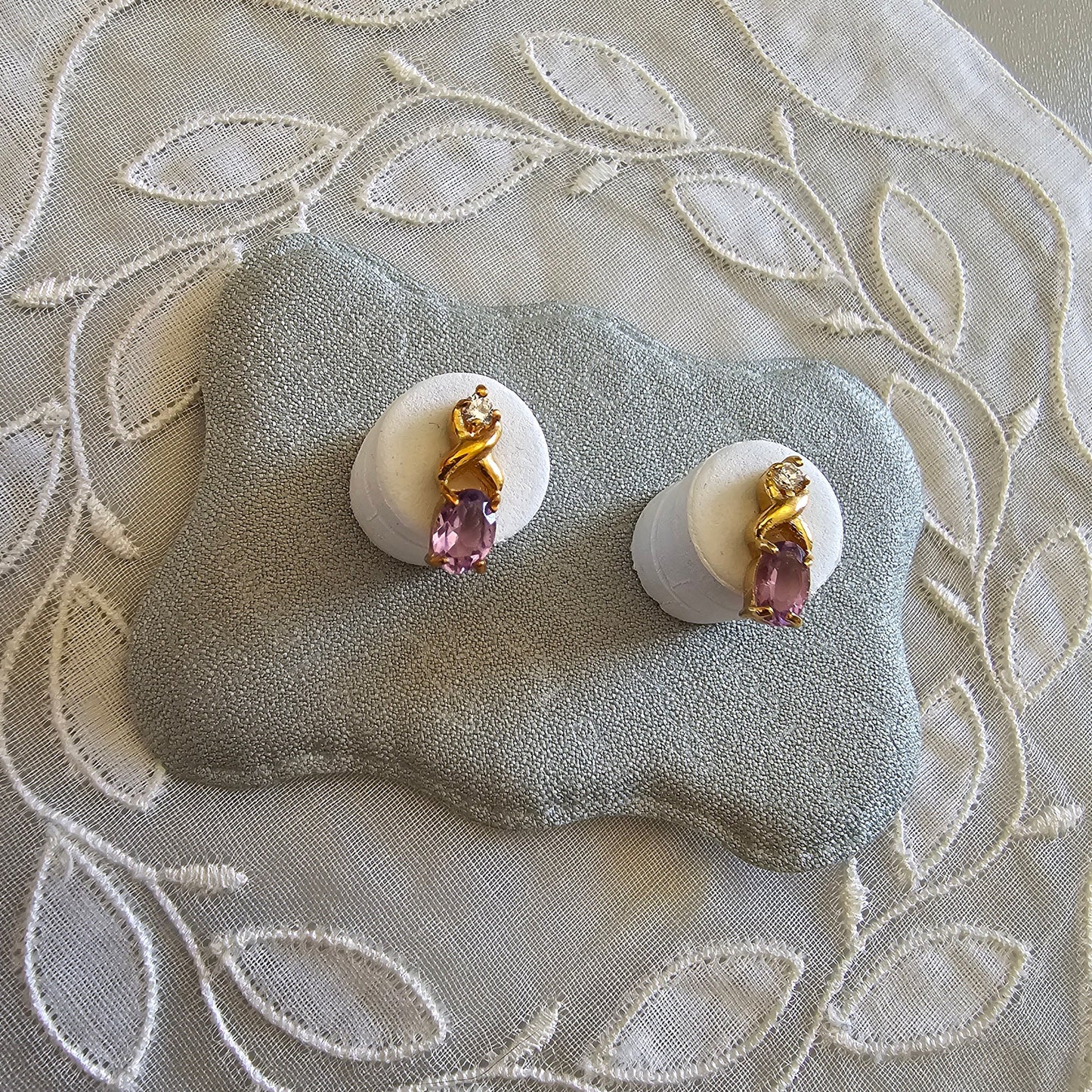 Posts - Twist Purple and Clear Crystal Stud Earrings