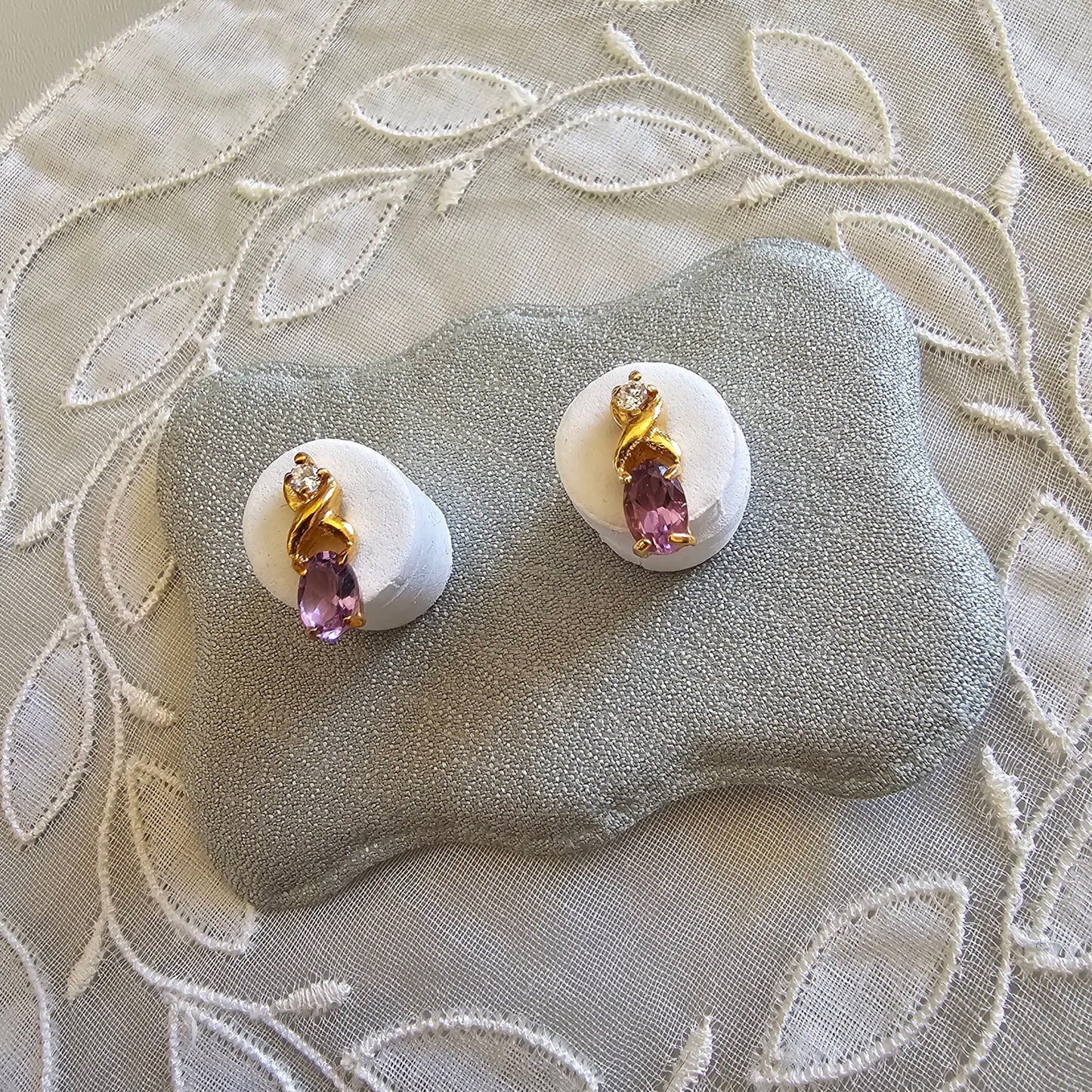 Posts - Twist Purple and Clear Crystal Stud Earrings