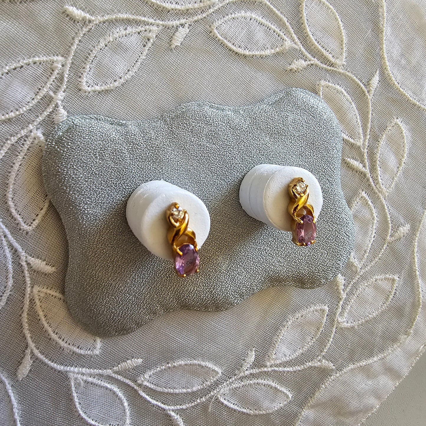 Posts - Twist Purple and Clear Crystal Stud Earrings