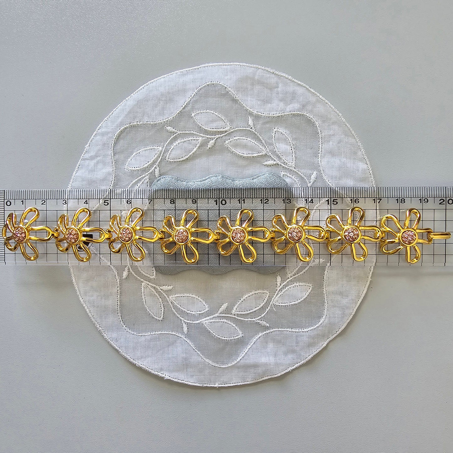 Bracelet - MOD Pink Crystal Flower Link Bracelet