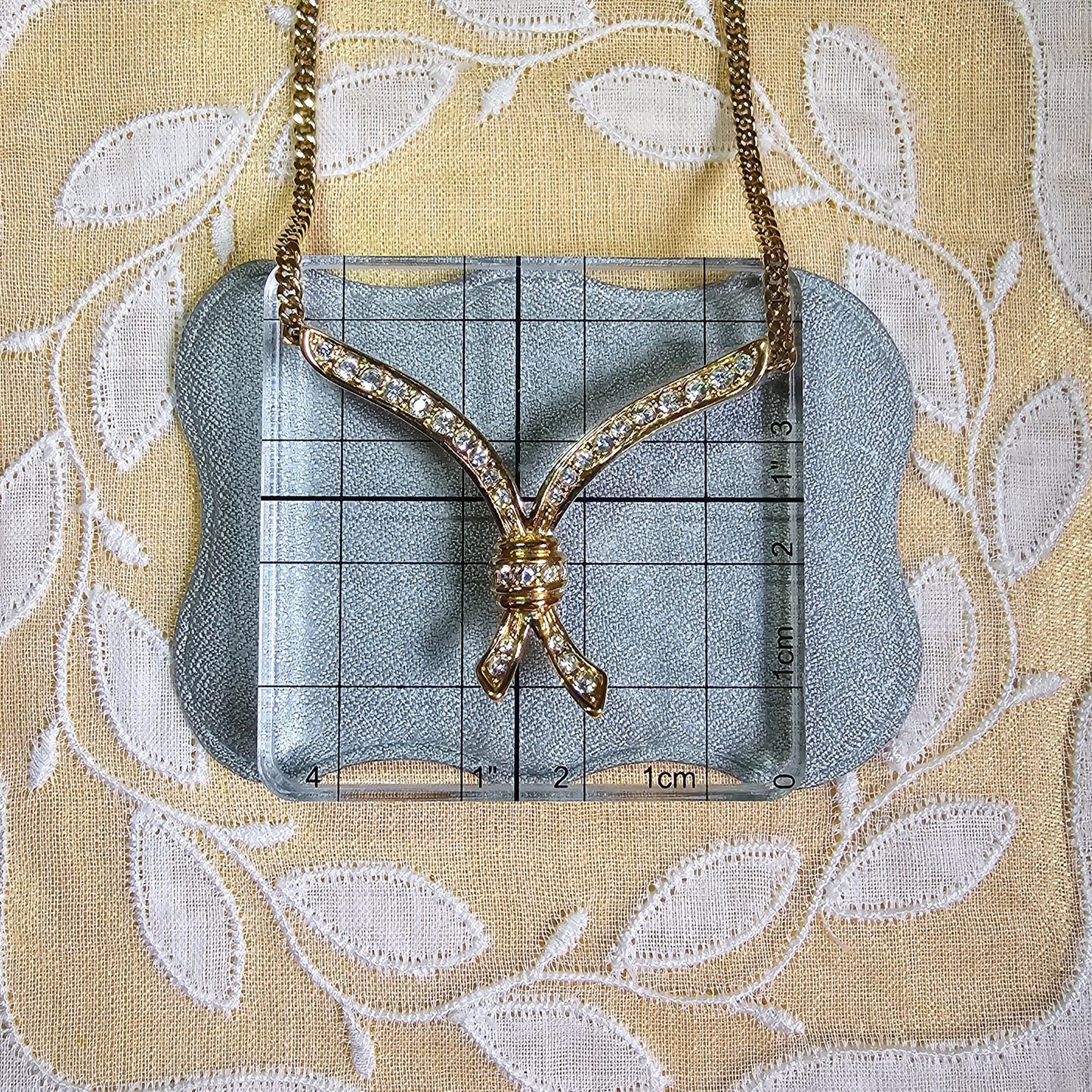 Necklace - Attwood and Sawyer Gold Crystal Ribbon Necklace