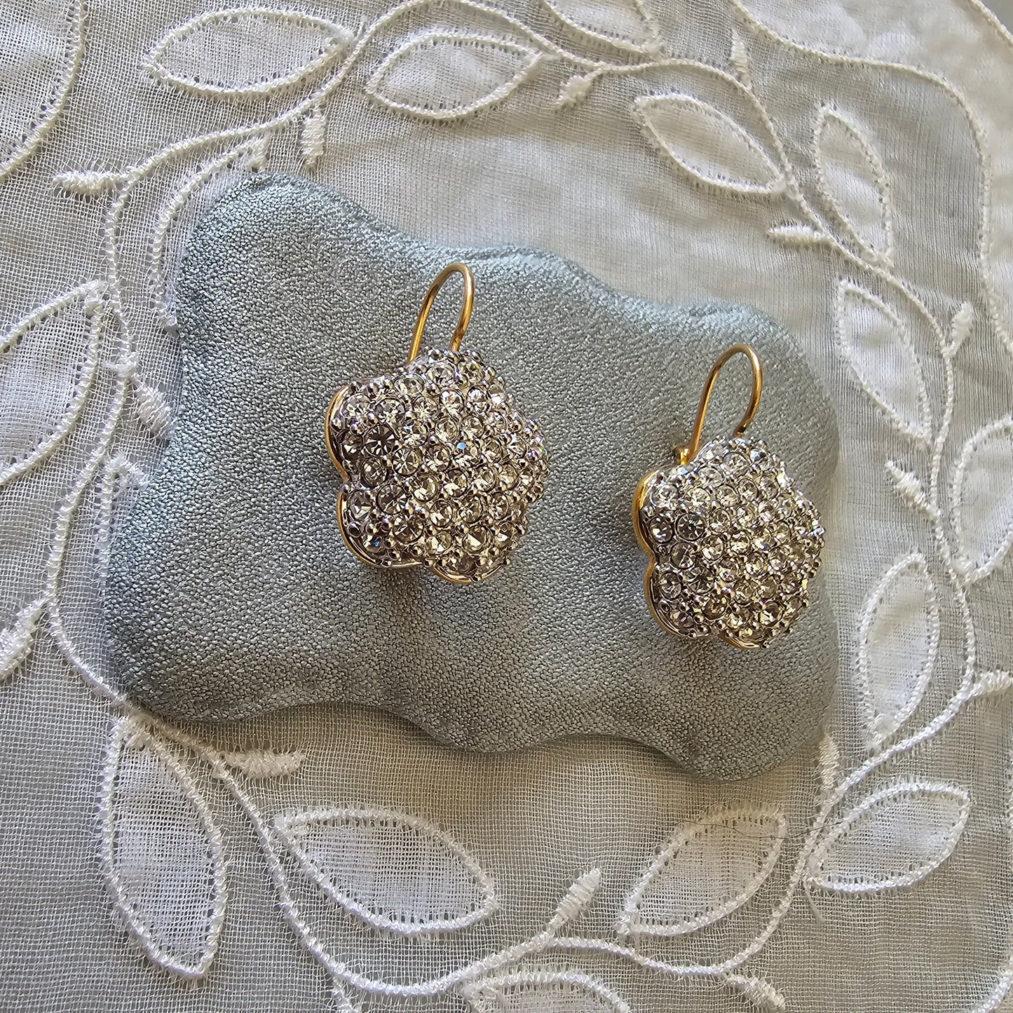 Hooks - Swarovski Crystal Flower Motif Hook Earrings