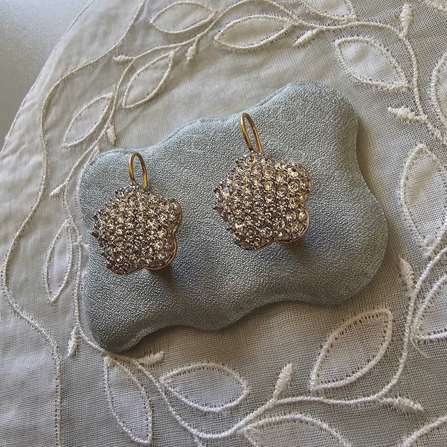 Hooks - Swarovski Crystal Flower Motif Hook Earrings