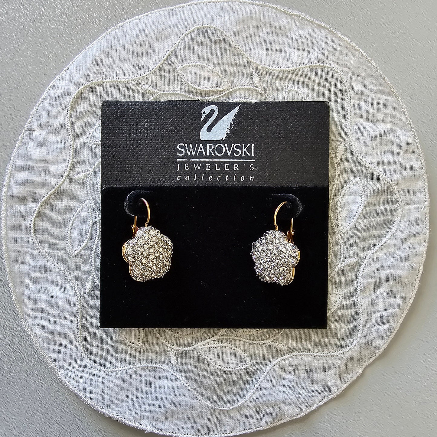 Hooks - Swarovski Crystal Flower Motif Hook Earrings