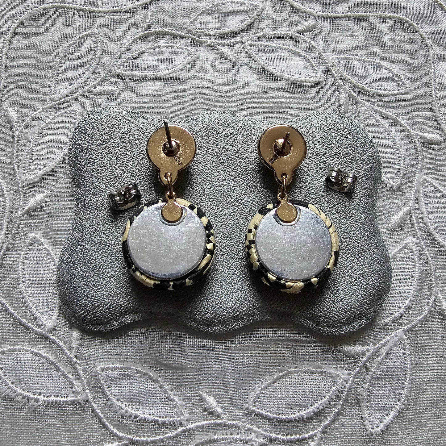 Posts - Light and Dark Woven Straw Drop Earrings