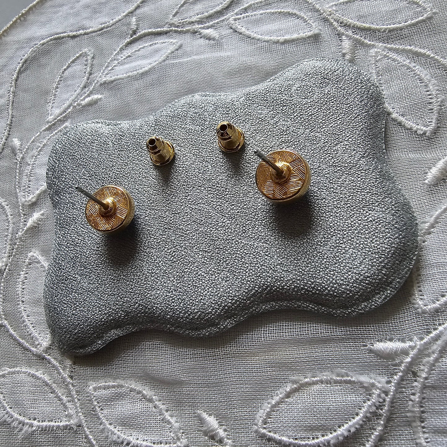 Posts - Blue and White Cabochon Stud Earrings