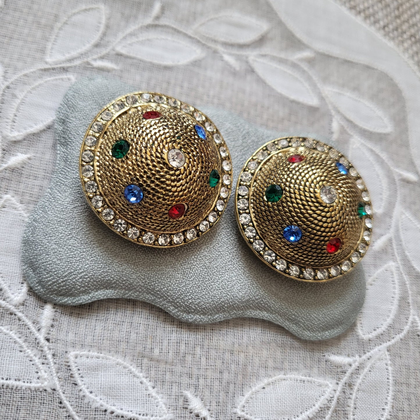 Clip on - Multicoloured Crystal Dome Clip On Earrings