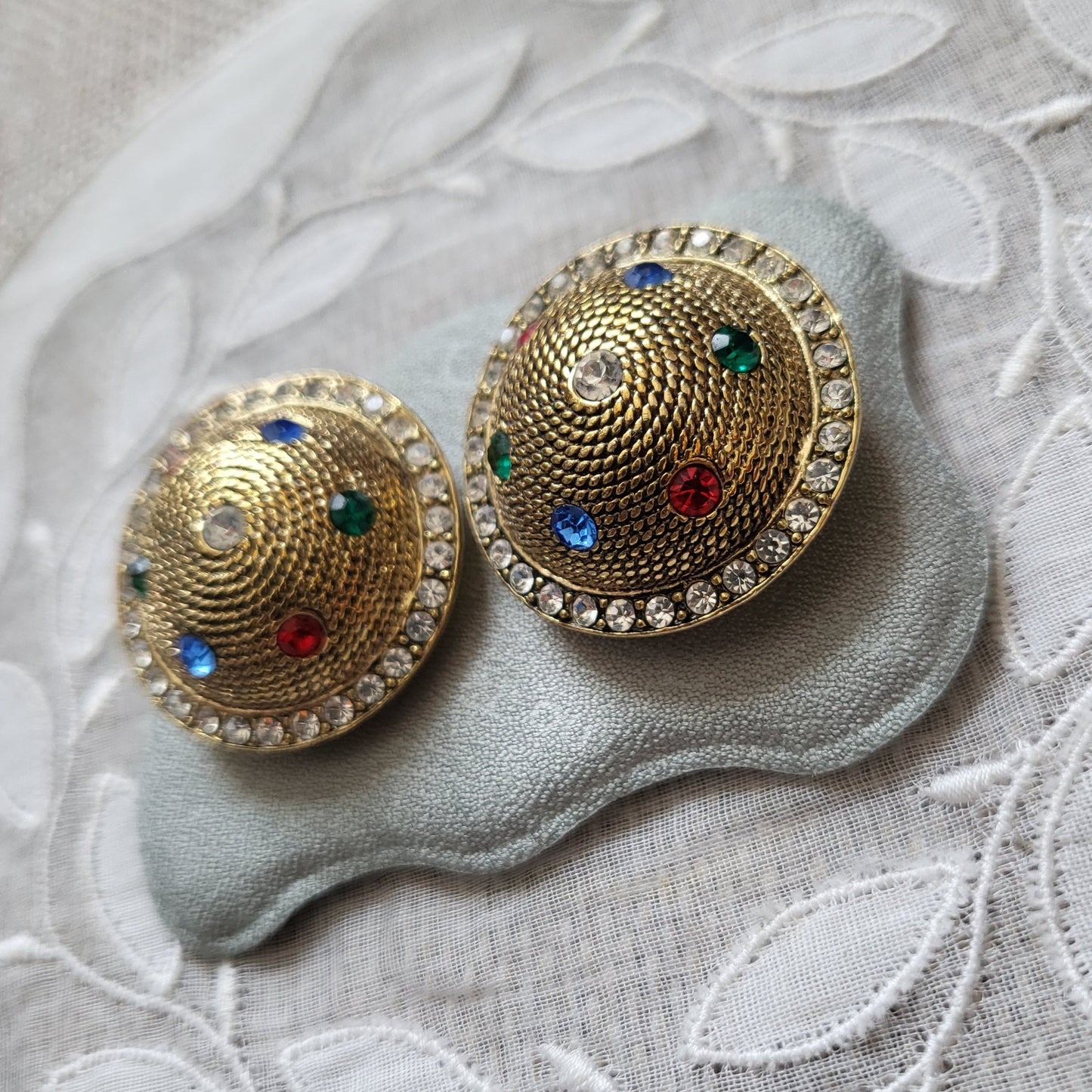 Clip on - Multicoloured Crystal Dome Clip On Earrings