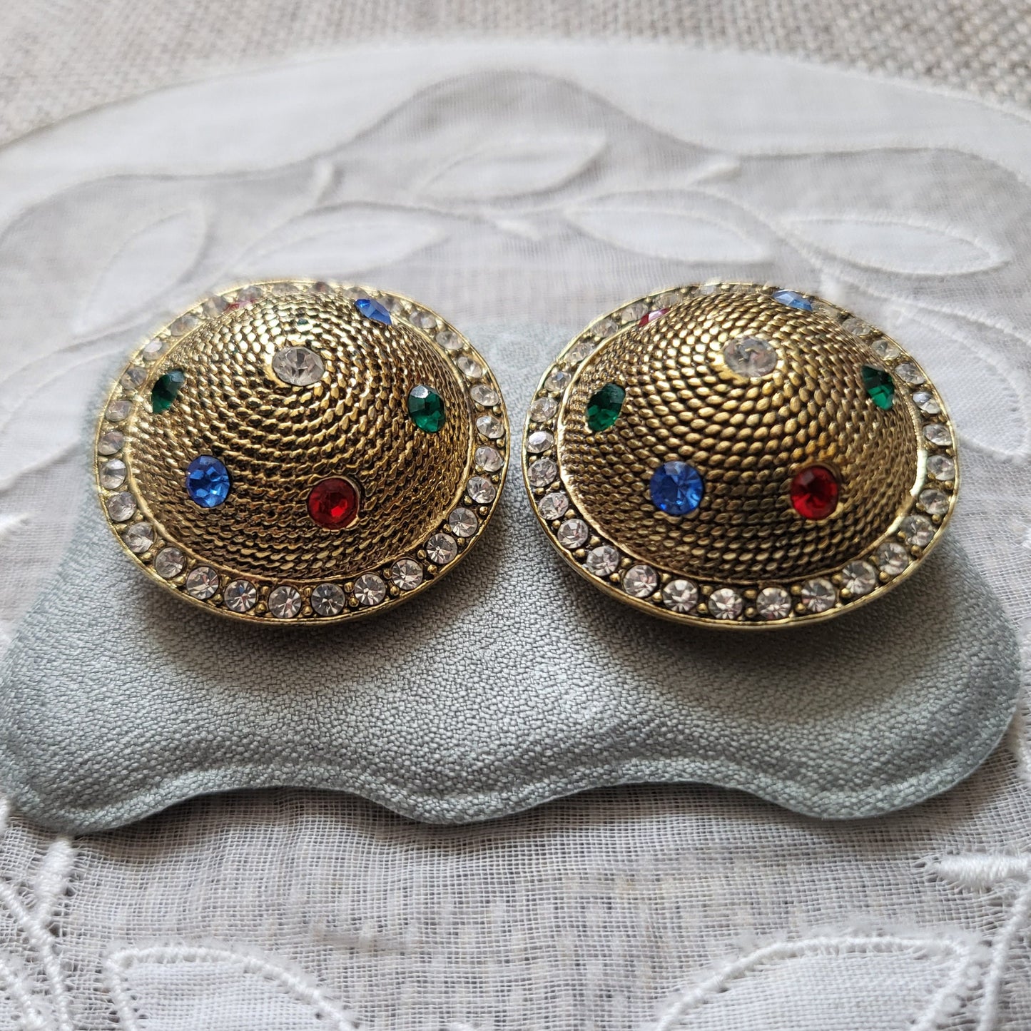 Clip on - Multicoloured Crystal Dome Clip On Earrings