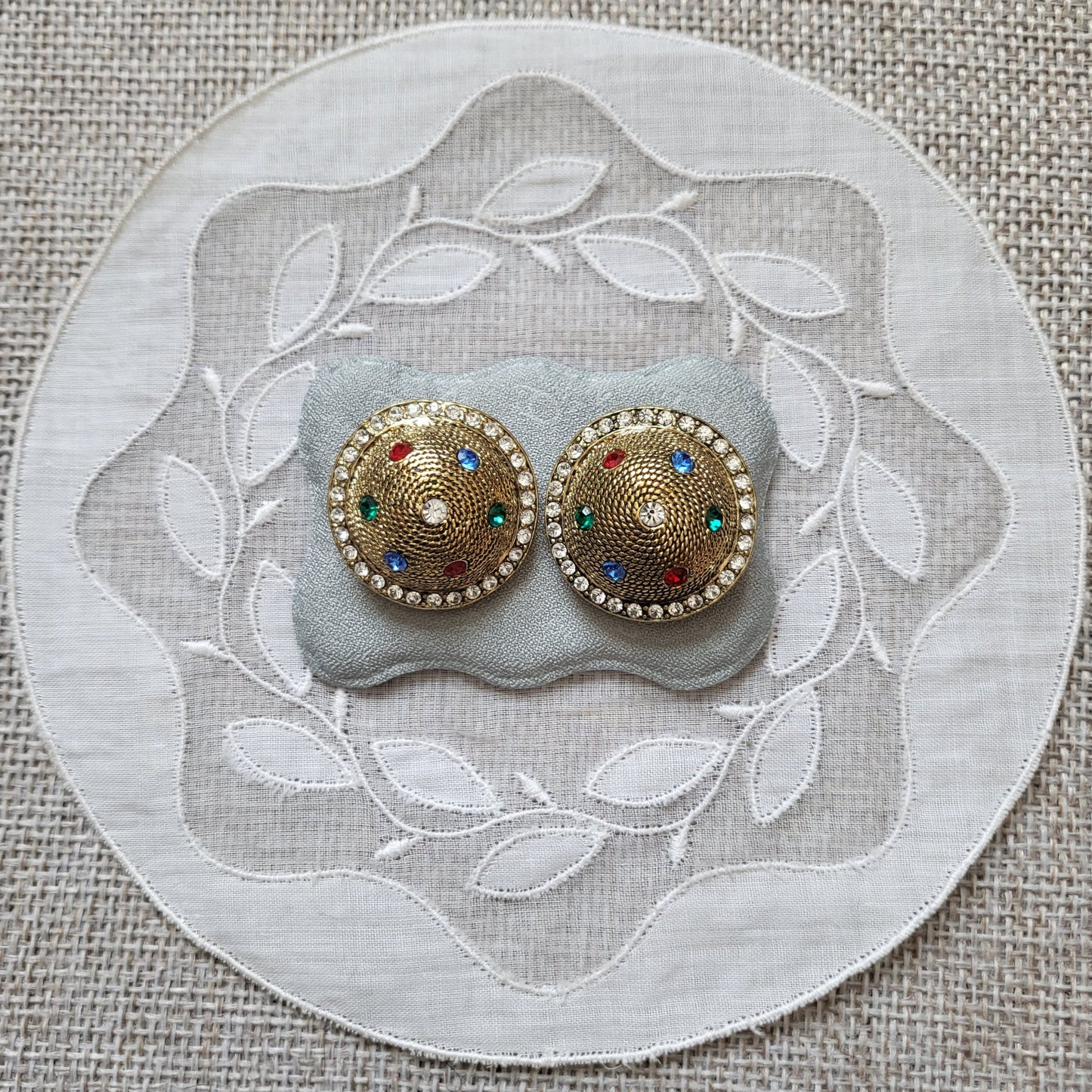 Clip on - Multicoloured Crystal Dome Clip On Earrings