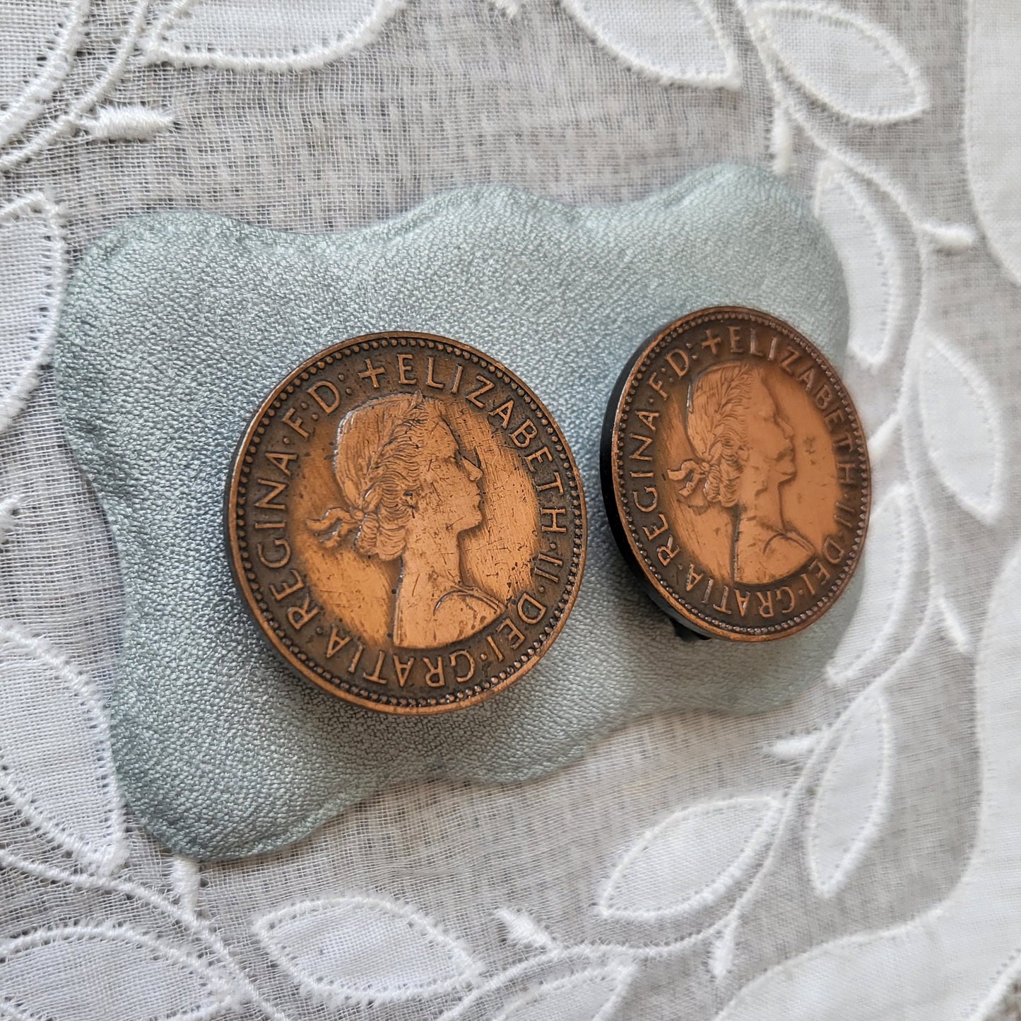 Clip on - Elizabeth II 1959 Half Penny Coin Clip on Earrings