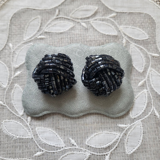 Clip on - Hematite Beads Knot Clip On Earrings