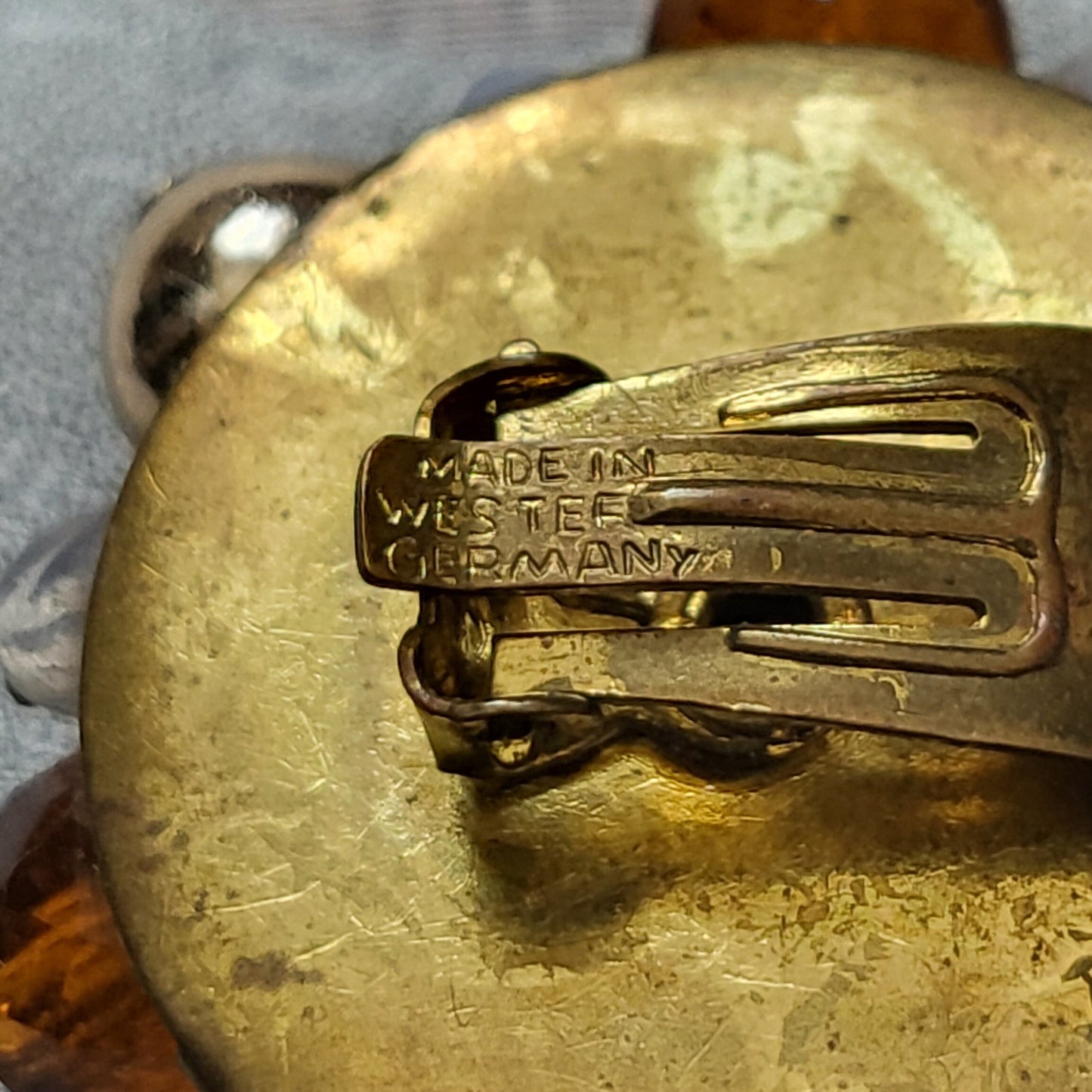Clip on - Western Germany Orange and gold Beads Clip On Earrings