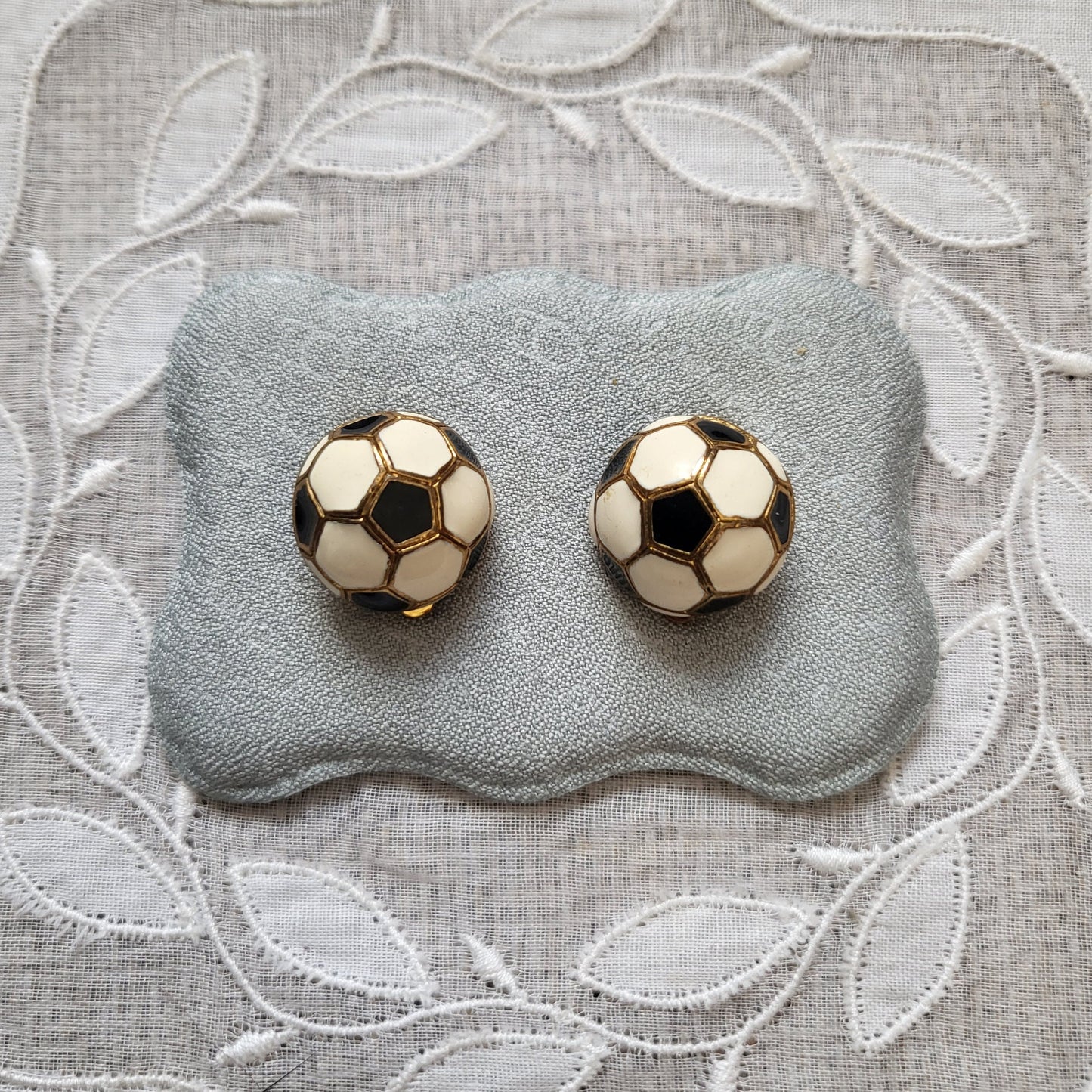 Clip on - Soccer Football Enamel Clip On Earrings