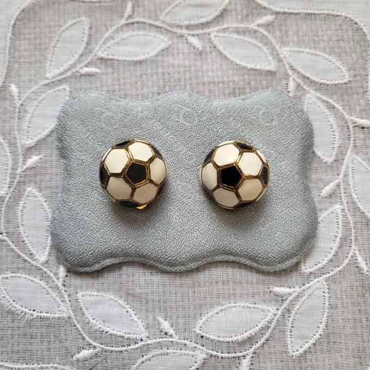 Clip on - Soccer Football Enamel Clip On Earrings